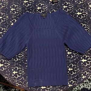 J. Crew Navy Ribbed Knit Blouse